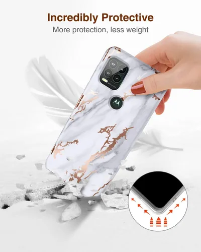 Miniatura 5 de SURITCH Funda para Moto G Stylus 5G (mármol), protector de pantalla integrado, a prueba de golpes, con purpurina