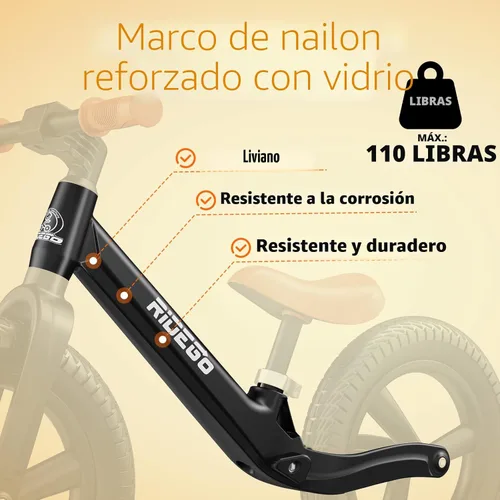 Miniatura 3 de Ridego Bicicleta de Equilibrio de 14 Pulgadas para Niños de 3 a 6 Años, Bicicleta Ligera para Niños con Asiento Ajustable, Bicicleta con Empuje