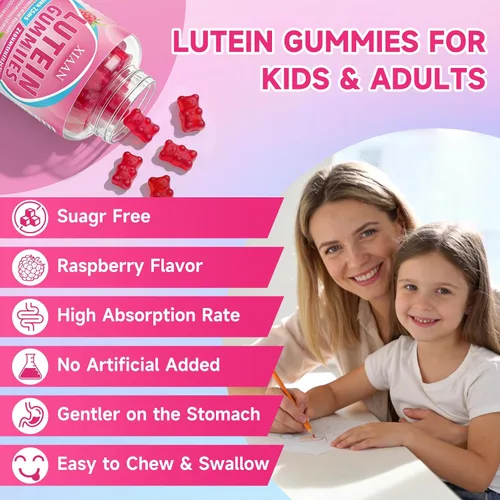 Miniatura 6 de Suplementos de luteína y zeaxantina, gomitas de luteína con zeaxantina, vitaminas A, C, E, arándano, astaxantina para la salud visual y fatiga