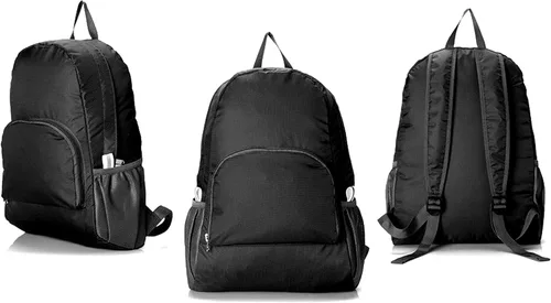 Mochila plegable ultraligera, resistente al agua, duradera, para campamento, viajes, senderismo, mochila para hombres y mujeres (negro)