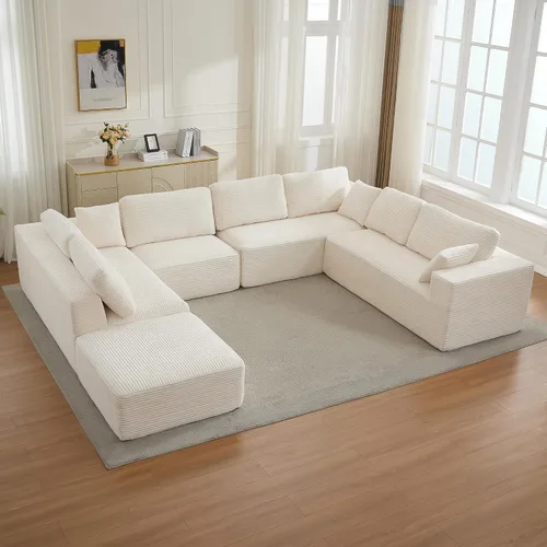 Miniatura 19 de Sofá modular Cloud de 106 pulgadas con diván en forma de L, moderno sofá modular sin hueso con asiento profundo, sofás tapizados para sala de estar