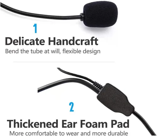 Miniatura 5 de VOVIGGOL 2 piezas de micrófono auricular con micrófono, cable flexible para amplificador de voz, auricular con conector jack de 3.5mm para cantar