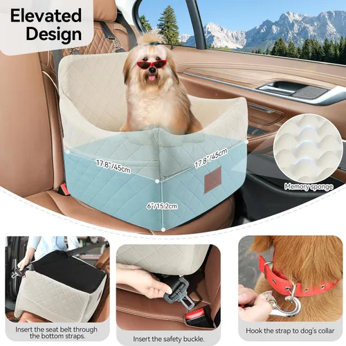Miniatura 4 de GL GLENSLAVE Asiento de automóvil para perros pequeños/medianos, asientos elevadores de automóvil con cojín grueso para perros de menos de 35