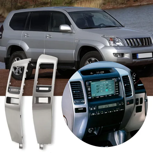 Miniatura 2 de Aramox 2 paneles de ventilación de salpicadero, consola central plateada, panel de ventilación de aire de CA, compatible con Land Cruiser Prado J120