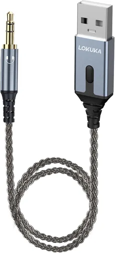 Miniatura 10 de Adaptador Bluetooth 5.3 a auxiliar para automóvil, receptor USB a TRS de 0.138 in - Añade Bluetooth al automóvil, altavoz, audio estéreo doméstico