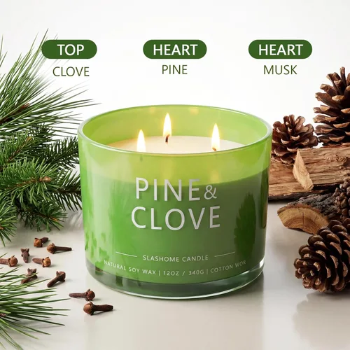 Miniatura 3 de Velas con aroma a pino y clavo, velas para el hogar, velas de lujo de soja de 12 onzas, 50 horas de tiempo de combustión de larga duración, regalos