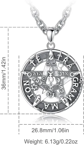 Miniatura 25 de CELESTIA Colgante de plata de ley 925, anillos de tetragrammaton, collar masónico, joyería de pentagrama para mujeres y hombres