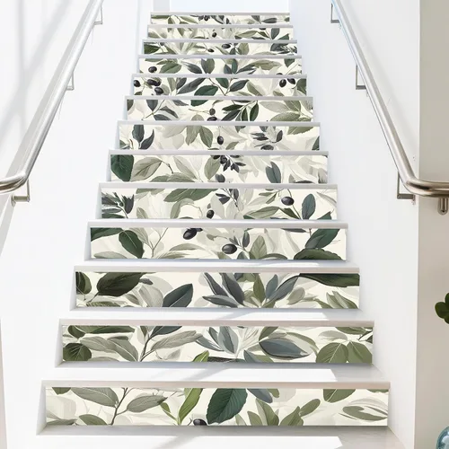 Miniatura 14 de PLIGREAT 15 tiras de calcomanías de espiga para escaleras, calcomanías de 7.1 x 39 pulgadas, calcomanías autoadhesivas de vinilo colorido a cuadros