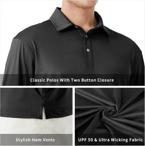 Miniatura 4 de NAVISKIN Camisas polo para hombre, de secado rápido, UPF 50, manga larga y corta, que absorben la humedad