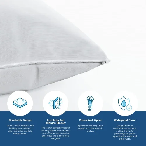 Miniatura 4 de Bargoose Home Textiles - Protector de almohada, funda de almohada impermeable con cremallera (individual, blanco, King)