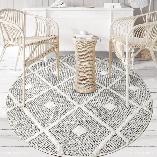 Miniatura 13 de Antep Rugs Palafito 5x7 Alfombra de Área Interior Geométrica Shag Diamante de Pelo Alto-Bajo Texturizada (Blanco, 5'3" x 7'6")