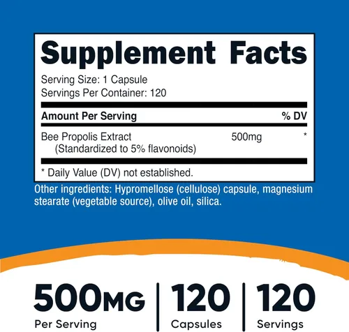 Miniatura 2 de Nutricost Suplemento de propóleo de abeja con 5% de flavonoides (500 mg / 120 cápsulas)
