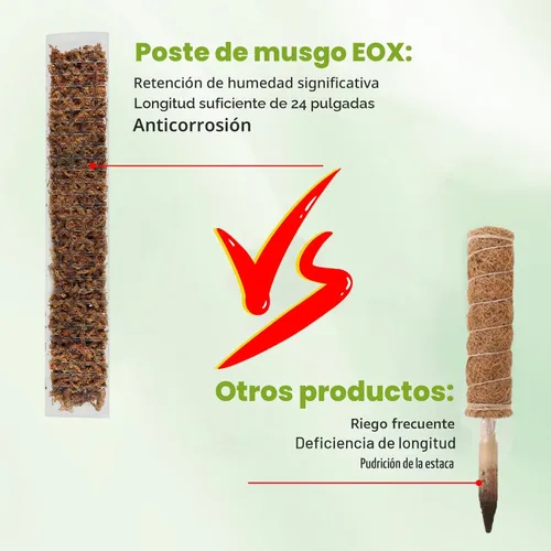 Miniatura 3 de EOX 4 postes de musgo de plástico de 24 pulgadas para Monstera, postes grandes en forma de D para plantas trepadoras, funcionan con musgo esfagnum