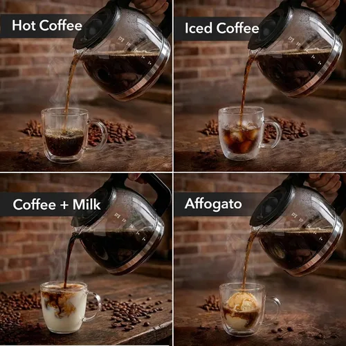 Miniatura 5 de OVENTE Cafetera de goteo de 12 tazas con jarra de vidrio de borosilicato, máquina de operación táctil única, sistema antigoteo, filtro reutilizable
