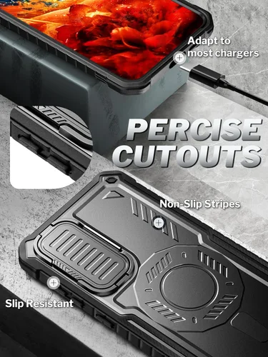 Miniatura 2 de ExoGuard Funda para Samsung Galaxy S24 con protector de pantalla, funda protectora de goma de cuerpo completo con cubierta de cámara y función atril