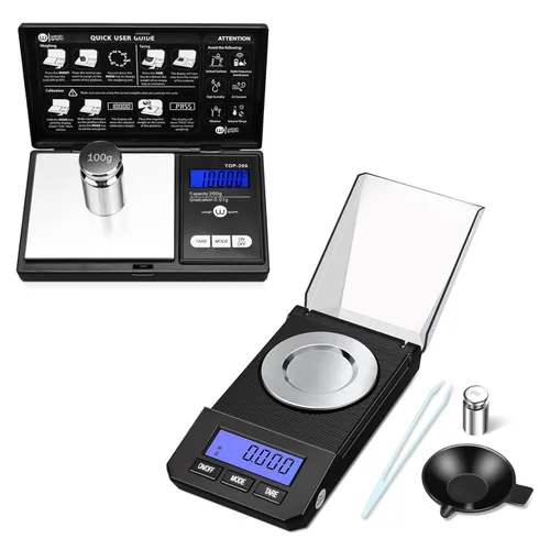 Weigh Gram Mini báscula digital de gramo de 7.05 oz x 0.00 oz y escala de miligramo de 1.76 oz/0.00 oz, báscula pequeña para alimentos y joyas,