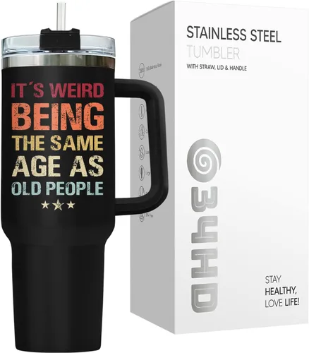 Miniatura 2 de 34HD Regalos de cumpleaños para el Día del Padre, de parte de su hija o hijo, taza de viaje aislada para 50 cumpleaños, clásico de 40 onzas con asa