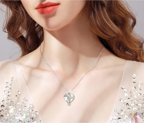 Miniatura 3 de YinShan Collares para madre e hija con imágenes en el interior de corazón para mujeres y niñas plata de ley 925 colgante para madre e hijo regalo