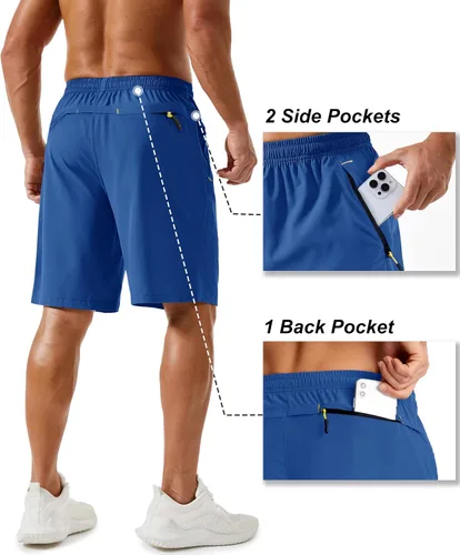 Miniatura 148 de TACVASEN Pantalones cortos deportivos para correr para hombre, 9 pulgadas, de secado rápido, pantalones cortos ligeros de verano, 3 bolsillos