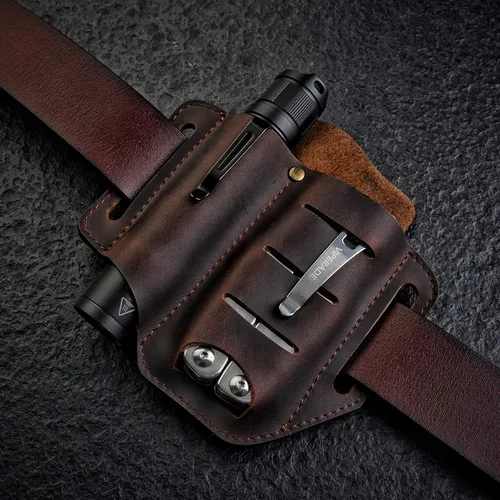 Miniatura 4 de VIPERADE PJ8+PJ11 funda de cuchillo de cuero, funda de linterna, funda de mutitool