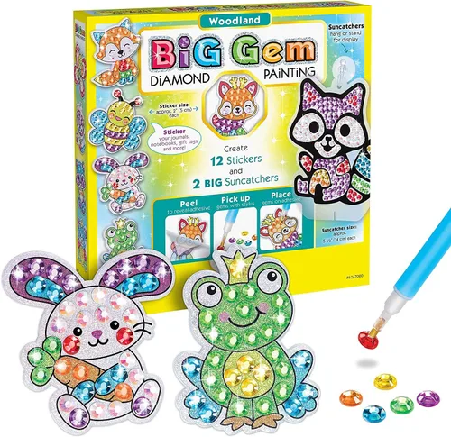 Miniatura 9 de Creativity for Kids - Juego de pintura de diamantes de gemas grandes de Halloween Crea 13 calcomanías espeluznantes y 2 caireles con más de 1000