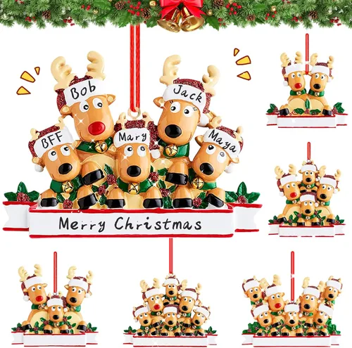 Miniatura 10 de Adornos de Navidad de renos personalizados 2025, adornos de ciervo y alce navideños DIY para árbol de Navidad, adornos colgantes personalizados