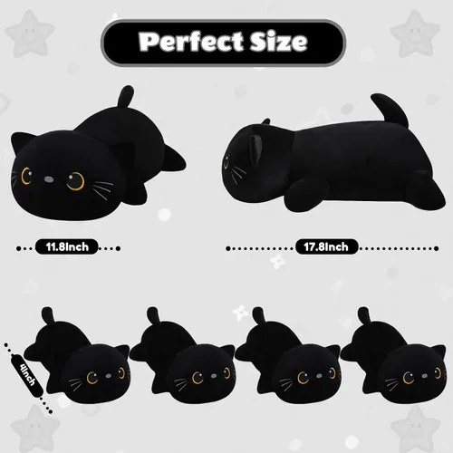 Miniatura 3 de SQEQE Peluche de gato negro con 4 bebés, gato en la barriga, lindo gato negro de peluche para niños, regalos ideales para Navidad, San Valentín