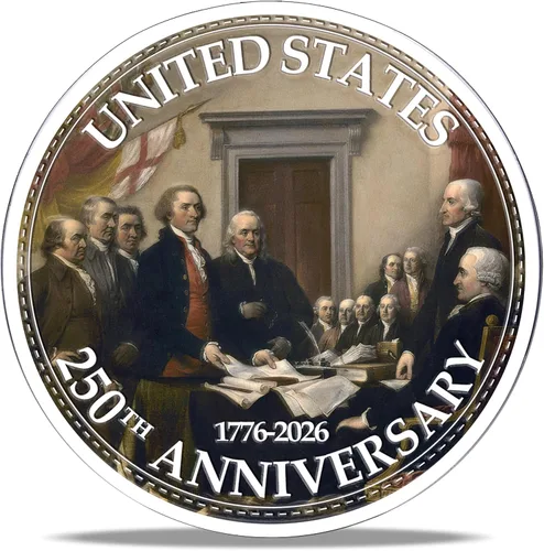 Miniatura 14 de Medalla Conmemorativa del 250 Aniversario de EE. UU. - Mercancía de América 250 con Águila Americana y Bandera de EE. UU. 250 Años de Libertad