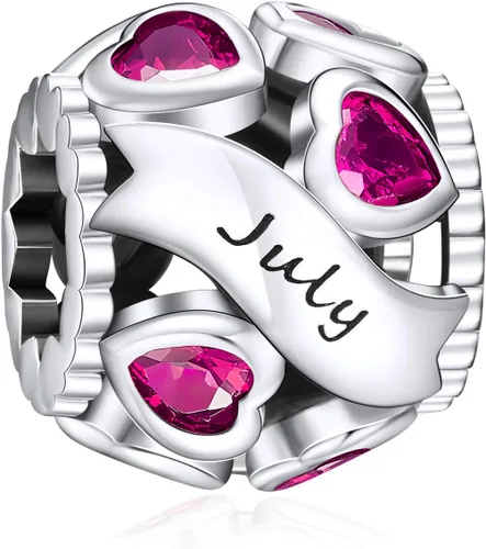 Miniatura 84 de Abalorio de plata de ley 925 con piedra natal de Ningan, abalorio de corazón para pulseras y collares, regalo de cumpleaños para mujeres y niñas