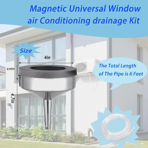 Miniatura 2 de Enjoyment Kit de drenaje magnético de aire acondicionado de ventana de 6 pies, kit universal de manguera de drenaje de aire acondicionado portátil