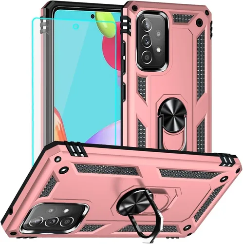 Miniatura 13 de Yiakeng Funda para Samsung A52, Galaxy A52 con protector de pantalla HD, fundas protectoras de grado militar con anillo para Samsung Galaxy A52 5G