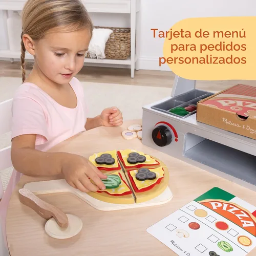 Miniatura 7 de Melissa & Doug - Juego de pizza de madera Top & Bake con comida de juguete (41 piezas) Juguete de preescolar, juego de comida de madera