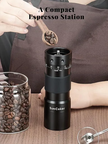 Miniatura 7 de Molinillo de café manual con ajuste externo de 16 μm, Molinillo de precisión para café expreso y vertido, Fresa cónica de acero inoxidable CNC