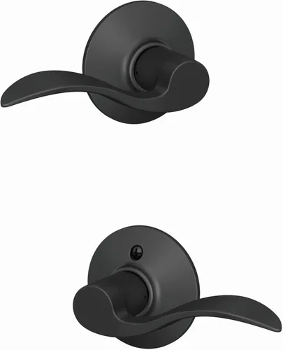 Schlage F10 ACC 622 - Manija de puerta Accent, cerradura de paso para pasillo y armario, negro mate
