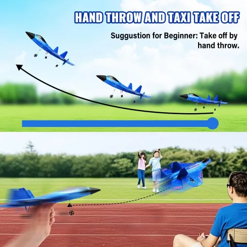 Miniatura 9 de Avión RC azul para niños Upgrade F-22 Raptor Fighter RC Avión de control remoto Juguetes de avión RC 2.4 GHZ Smart Estabilizador de giro de 6 ejes