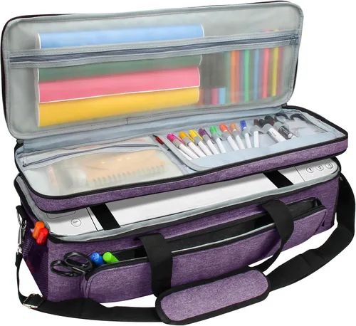 Luxiv Estuche de transporte de doble capa para Cricut Explore/Air/Maker - Bolsa portátil de 2 capas para máquinas de corte Cricut Morado