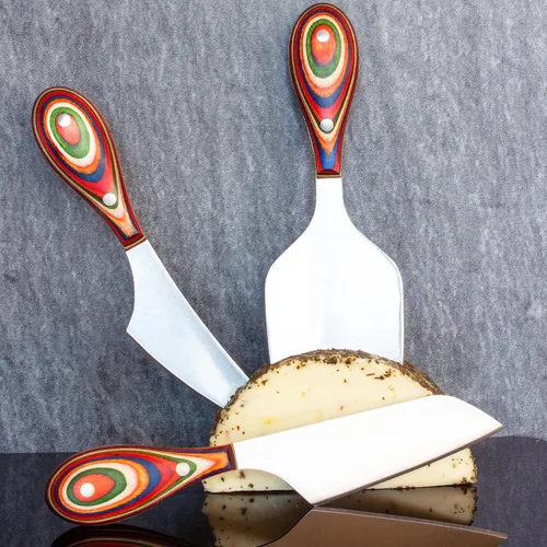 Miniatura 3 de Totally Bamboo Baltique Marrakesh Collection - Juego de cuchillos de queso de 3 piezas, cuchillos de queso de acero inoxidable con asas de madera