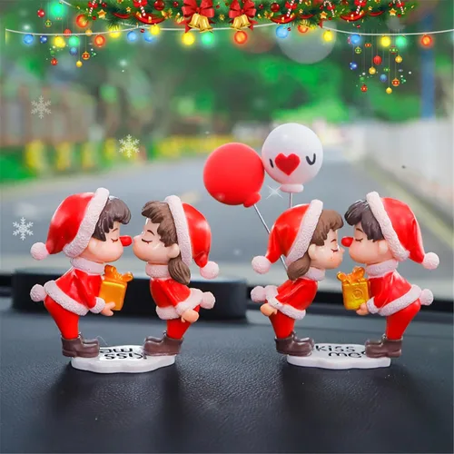 Miniatura 10 de Lindos adornos para parejas, bonita decoración de automóvil, bonita decoración de automóvil para pareja, figura de acción, adorno navideño para 1