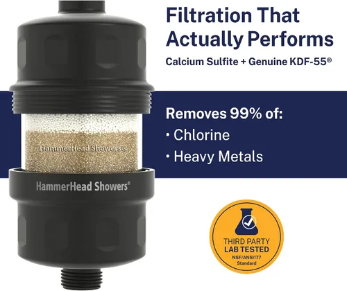 Miniatura 2 de HammerHead Showers® Cabezal de Filtro de Ducha de Metal Sólido – Filtro de Ducha KDF 55, Filtros de Ducha Universales de Alta Presión para Eliminar