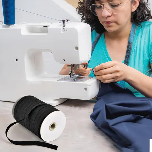 Miniatura 7 de Coopay Bandas elásticas planas de 100 yardas de largo, 1/2 pulgada de ancho, cuerda elástica plana para coser proyectos de bricolaje, artes y Negro