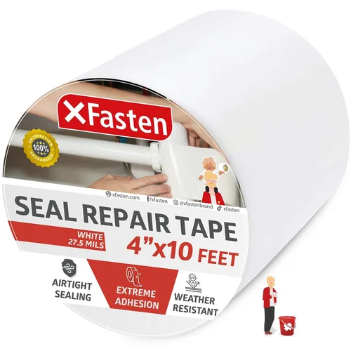 Miniatura 10 de XFasten Cinta de parche y sellado impermeable, color negro, cinta de reparación de goma de 4 pulgadas por 10 pies para reparación de fugas