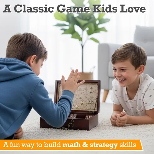 Miniatura 3 de STERLING Juego de 12 números Shut The Box Caja de madera Estuche de viaje con temática náutica Juego de dados familiares para niños y adultos