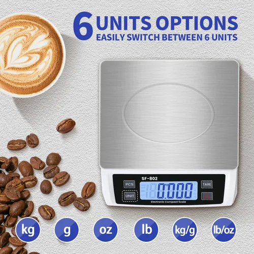 Miniatura 4 de Gran báscula digital de cocina 30 kg/66 lb báscula de alimentos para hornear y cocinar báscula de pan de acero inoxidable con pantalla LCD escalas