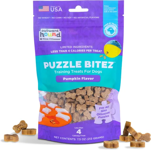 Miniatura 10 de Outward Hound by Nina Ottosson Puzzle Bitez Golosinas para perros, sabor a tocino de manzana, recompensa de entrenamiento del tamaño de un bocado