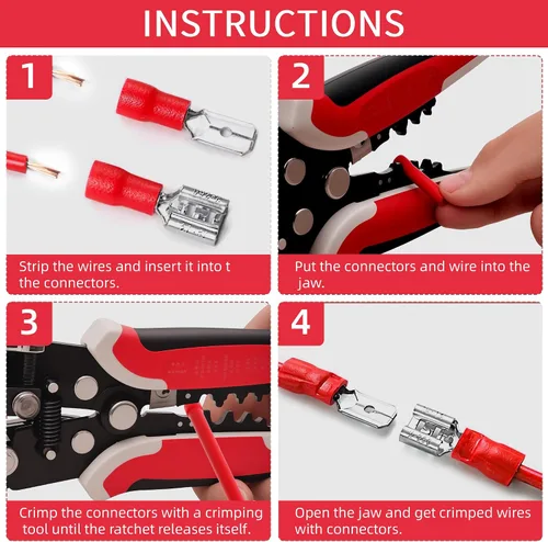Miniatura 7 de Juego de herramientas para pelacables de 201 piezas, herramienta automática autoajustable de 8 pulgadas para AWG 10-24, pelacables automático 3