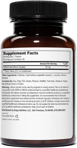 Miniatura 2 de Orotato de litio - 20 mg de litio elemental, 60 cápsulas vegetarianas (120 unidades (paquete de 2))