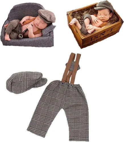 Miniatura 11 de Conjunto de mameluco de ganchillo para bebé recién nacido, para sesión de fotos, boinas de punto 3 Blue