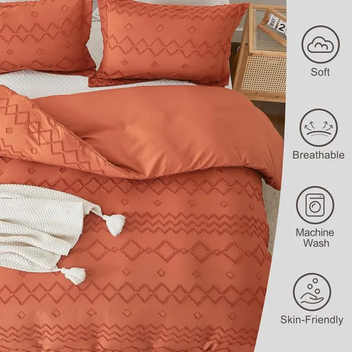 Miniatura 4 de EMME Juego de funda de edredón de microfibra, juego de funda de edredón de tamaño King, juego de ropa de cama bohemio para todas las estaciones, 3