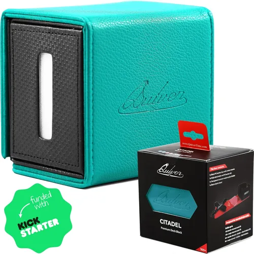 Quiver Time Teal Citadel Deck Block – 100+ Commander MTG Caja de cubierta para tarjetas – Soporte para tarjetas para tarjetas, dados y fichas, Verde