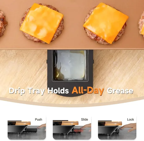 Miniatura 7 de CookSimple Everyday - Plancha eléctrica de 20"x12", superficie cerámica PPG antiadherente de 1700W, diseño plano grande, perfecto para comidas